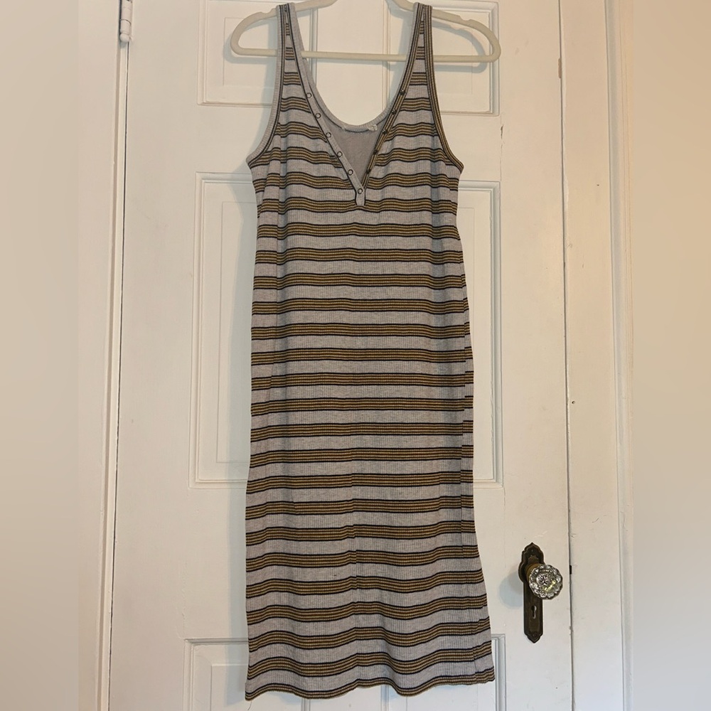 Lush Gray Striped Midi Dress